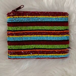Vintage BARSE Colorful Beaded Lined Coin Change Purse